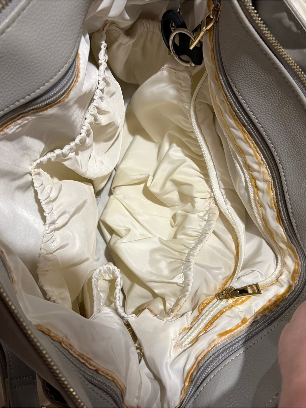 Mina bae elkie Gray Leather Tote Removable Crossbody Strap & clutch diaper bag - Picture 11 of 11